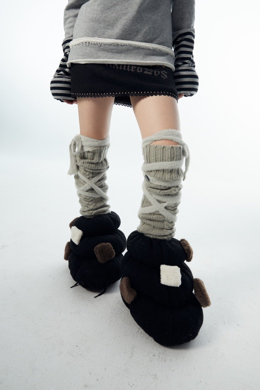 23AW Patch Puffy Leg Warmer (Black/White) | nit alcove